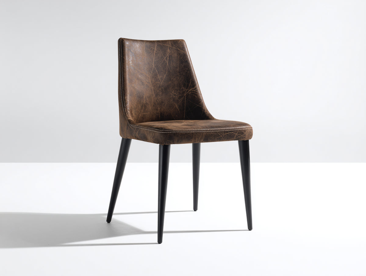 Esszimmerstühle 48x55x82 cm - gepolsterte Stühle aus Kunstleder mit Metallbeinen in Braun - modernes Design für Esszimmer