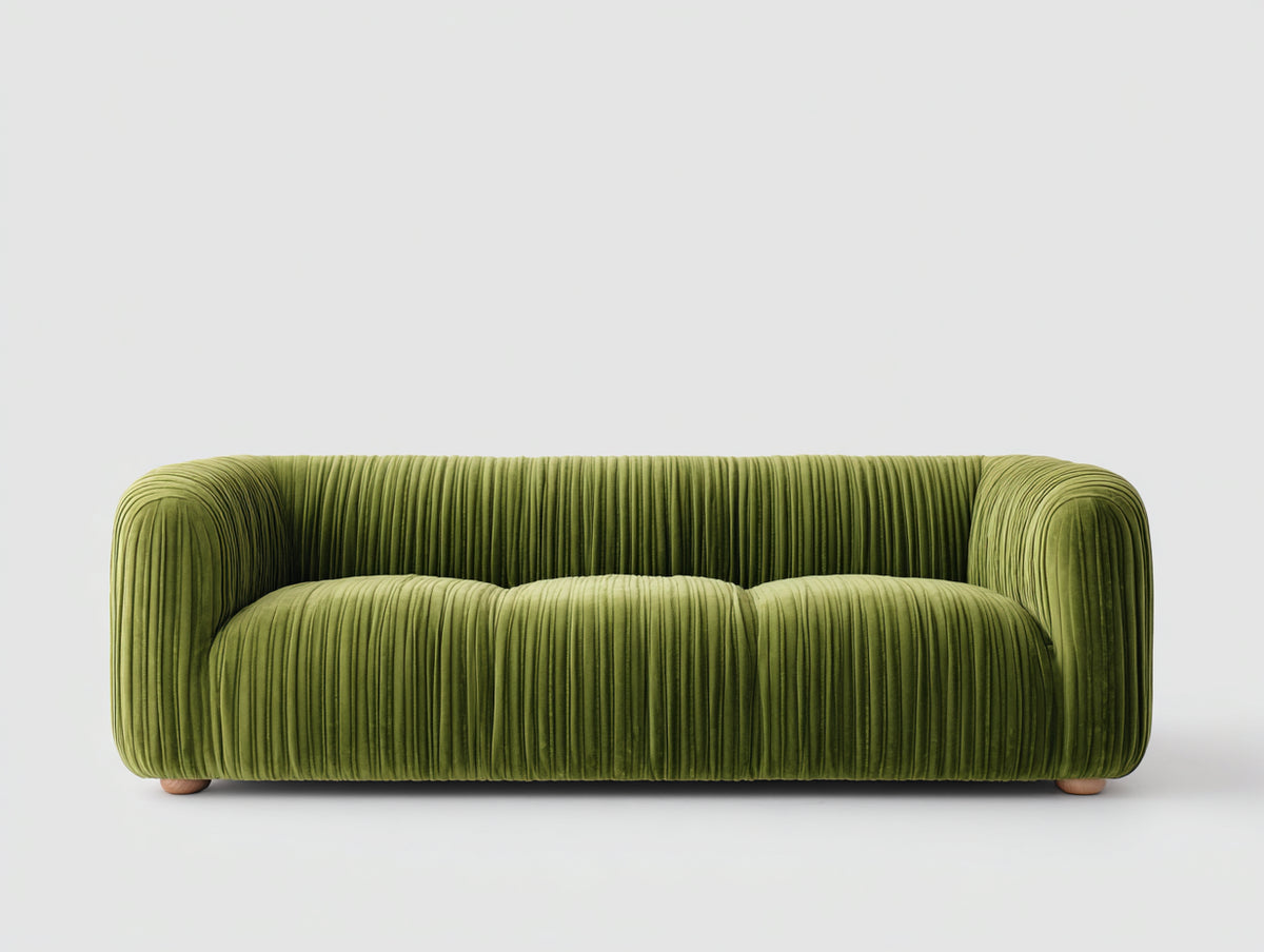 Gerades Sofa Samtstoff 240x95x80 cm Grün - Modernes Design mit weicher Polsterung