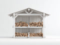 Kaminholzregal aus Holz mit 2 Ebenen 150 x 40 x 120 cm - Weißes Brennholzregal für Garten und Außenbereich