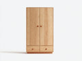 Kleiderschrank aus Holz mit 2 Türen und 2 Schubladen 90 x 55 x 180 cm - Moderner Schlafzimmerschrank mit natürlicher Holzoptik
