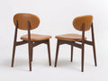 Esszimmerstühle 52x56x82 cm mit Kunstlederbezug in Cognacbraun - 2er-Set mit ovaler Rückenlehne und Holzgestell