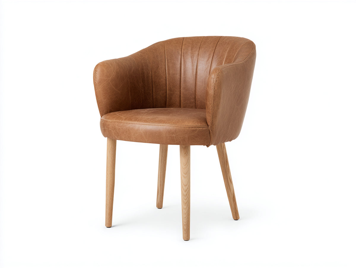 Esszimmerstuhl Kunstleder 60x60x80 cm Braun - Modernes Design mit Holzbeinen
