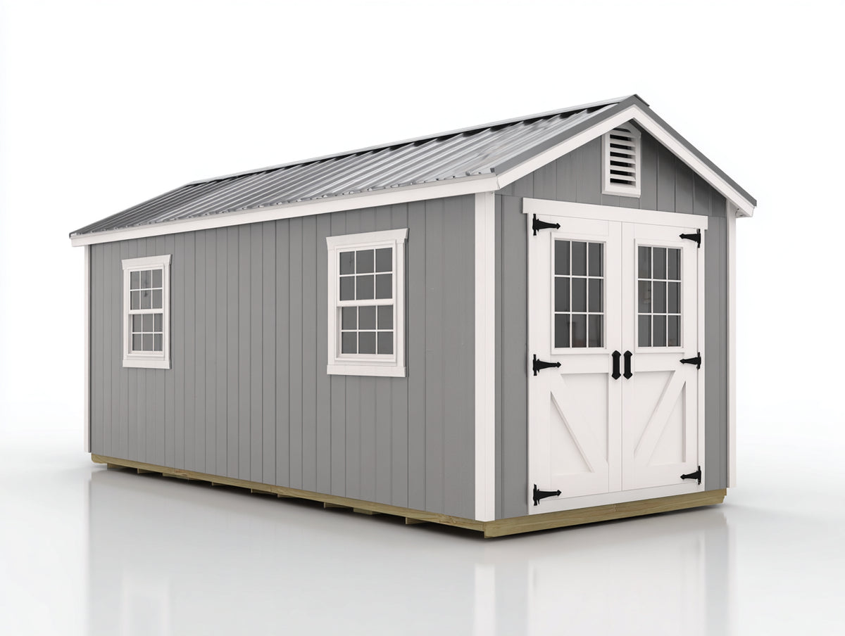Gartenhaus Holz 400x300x250 cm Grau - Modernes Design mit Doppeltür und Fenstern