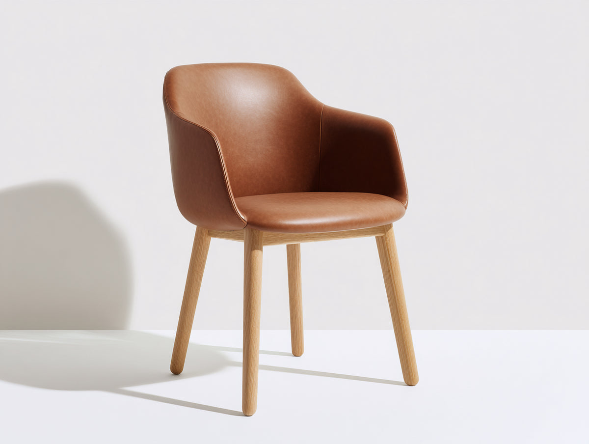 Esszimmerstühle 58x60x82 cm - gepolsterte Stühle aus Kunstleder mit Holzbeinen in Cognac - modernes Design für Esszimmer