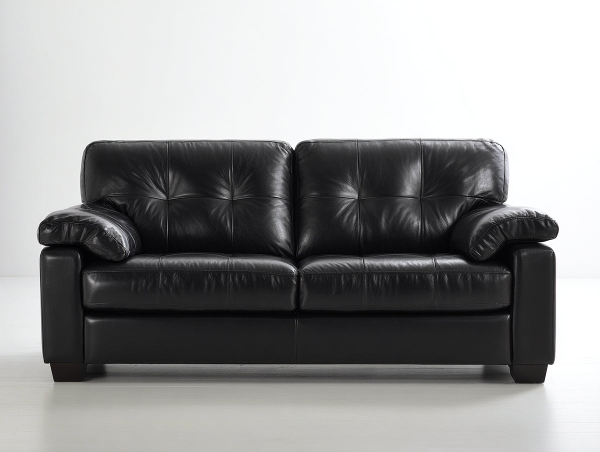 Gerades Sofa Echtleder 230x95x85 cm Schwarz - Modernes Design mit gepolsterter Rückenlehne