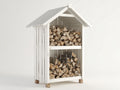 Kaminholzregal 80x40x120 cm - Holzregal mit Dach für Brennholz - weißes Design für Garten und Außenbereich