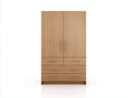 Kleiderschrank Holzwerkstoff 120x55x200 cm Natur - Modernes Design mit Türen und Schubladen