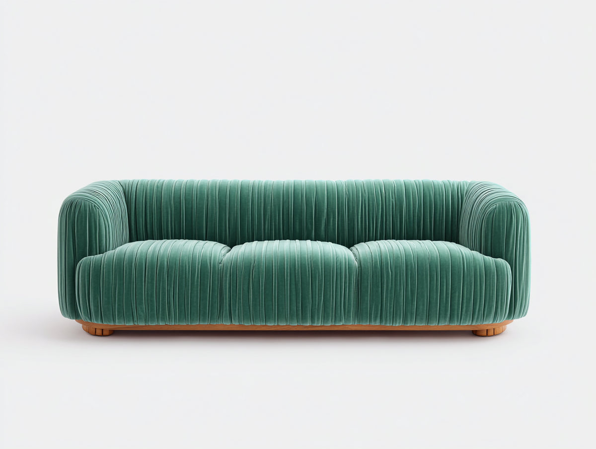 Gerades Sofa 240x95x80 cm - Samtsofa in Türkisgrün mit gepolsterter Sitzfläche - modernes Design für Wohnzimmer