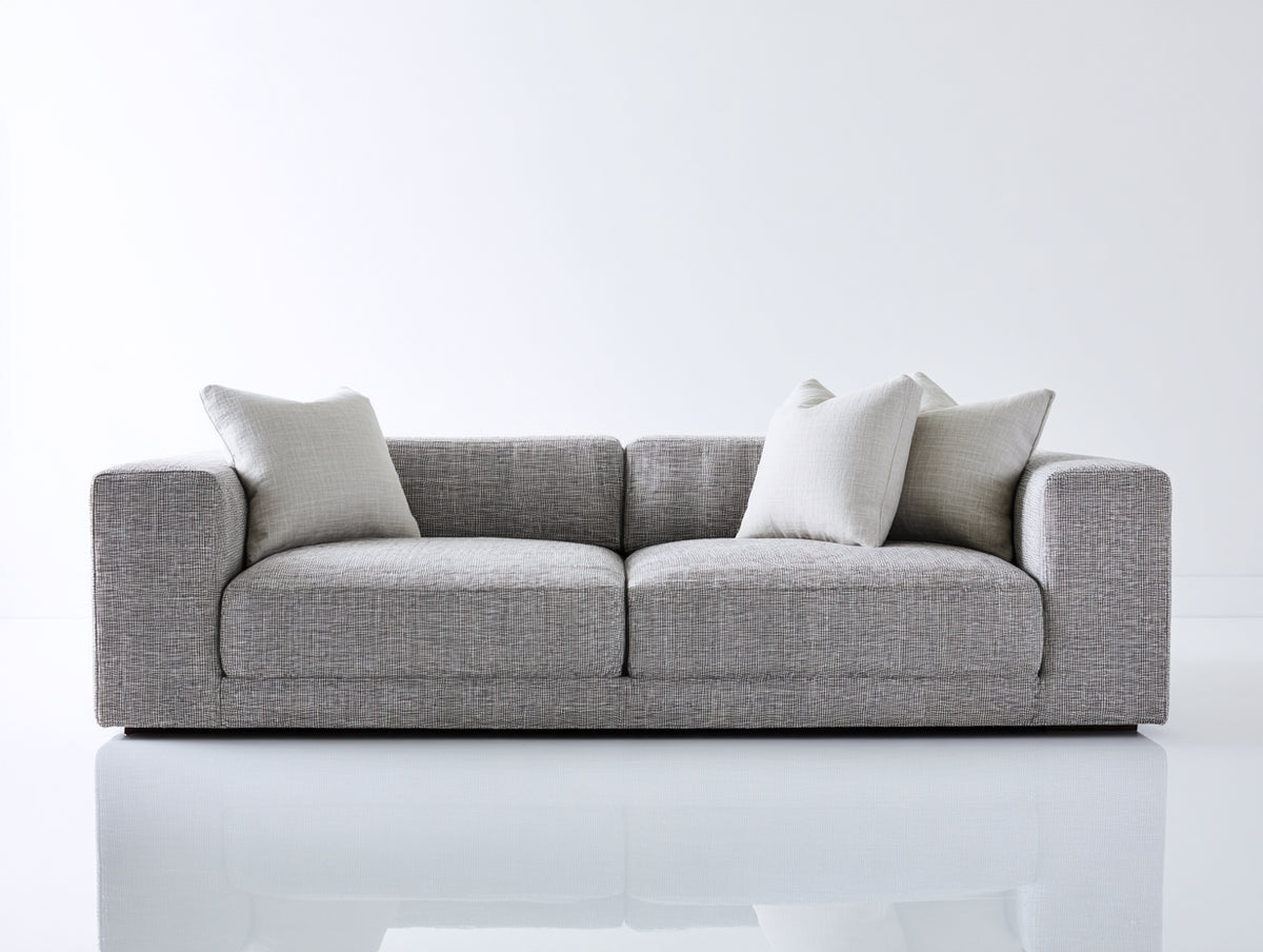 Gerades Sofa 260x95x85 cm - Stoffsofa mit gerader Form in Hellgrau - modernes Design für Wohnzimmer