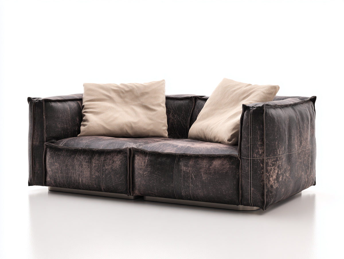 Gerades Ledersofa mit 3 Sitzplätzen 240 x 100 x 85 cm - Modernes Wohnzimmer Sofa mit weicher Polsterung und elegantem Design