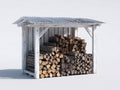 Kaminholzregal 200x60x190 cm aus Holz in Weiß mit großem Stauraum für Brennholz im Garten - Robustes Holzlager für den Außenbereich