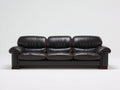 Gerades Sofa 230x98x82 cm aus schwarzem Leder - Dreisitzer mit klassischem Design und gepolsterter Rückenlehne