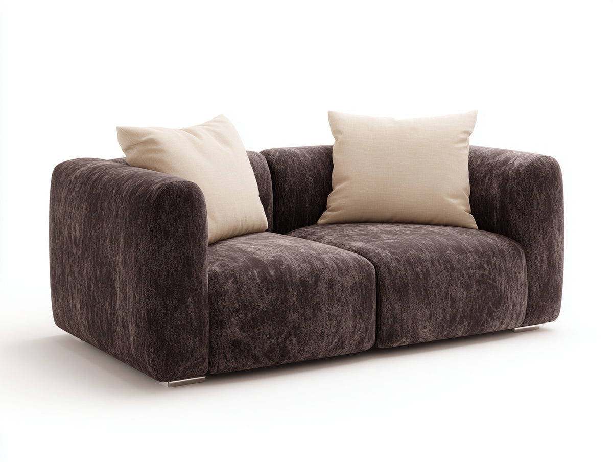 Gerades Sofa 230x95x80 cm - Samtsofa mit gerader Form in Dunkelbraun - modernes Design für Wohnzimmer