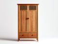 Vitrine 90x40x180 cm - Holz Vitrine mit zwei Türen und zwei Schubladen - natürlicher Stil für Wohnzimmer und Essbereich